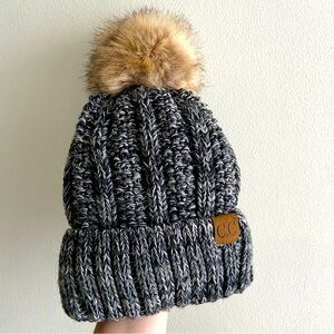 C.C Winter Knit Hat With Pom